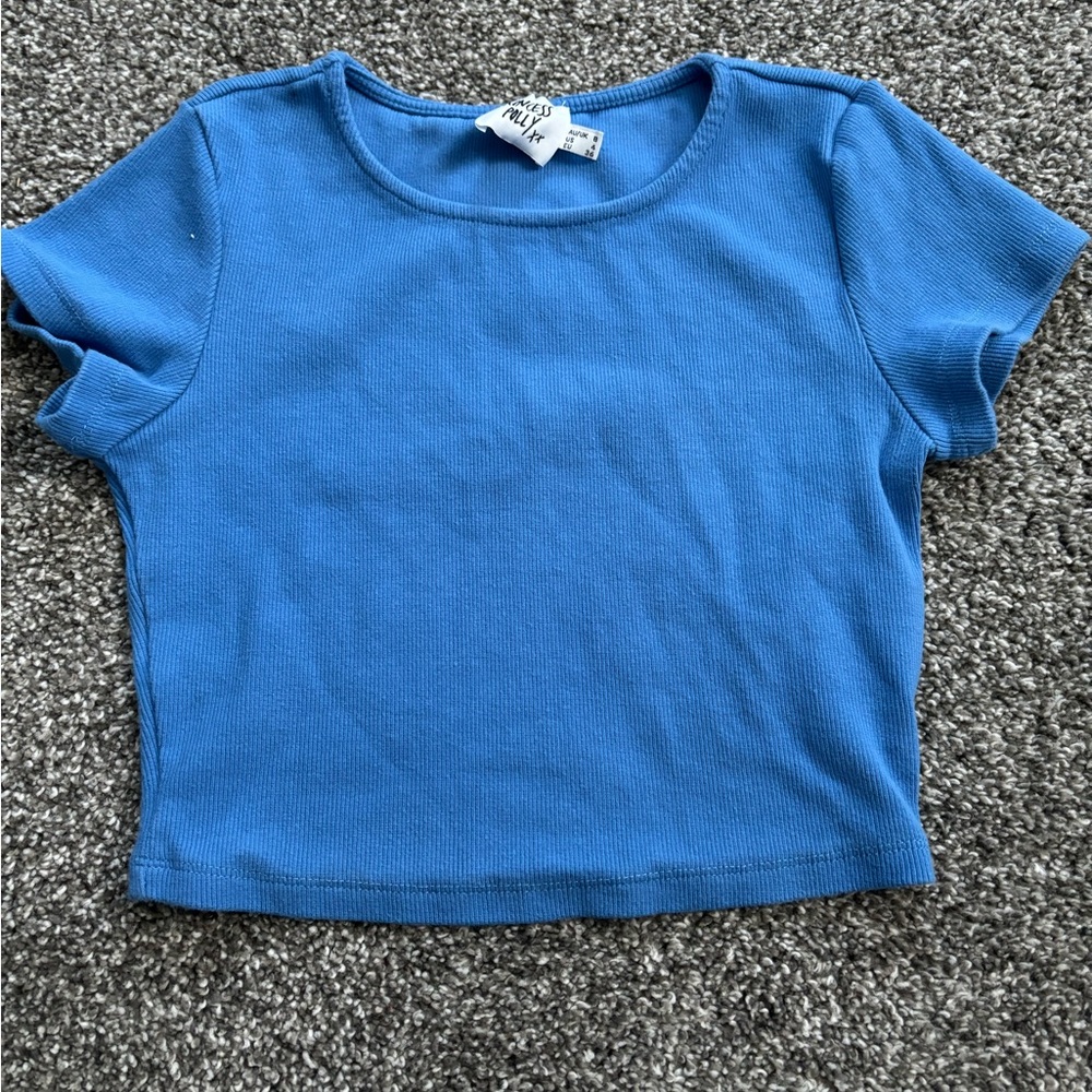 blue cropped top